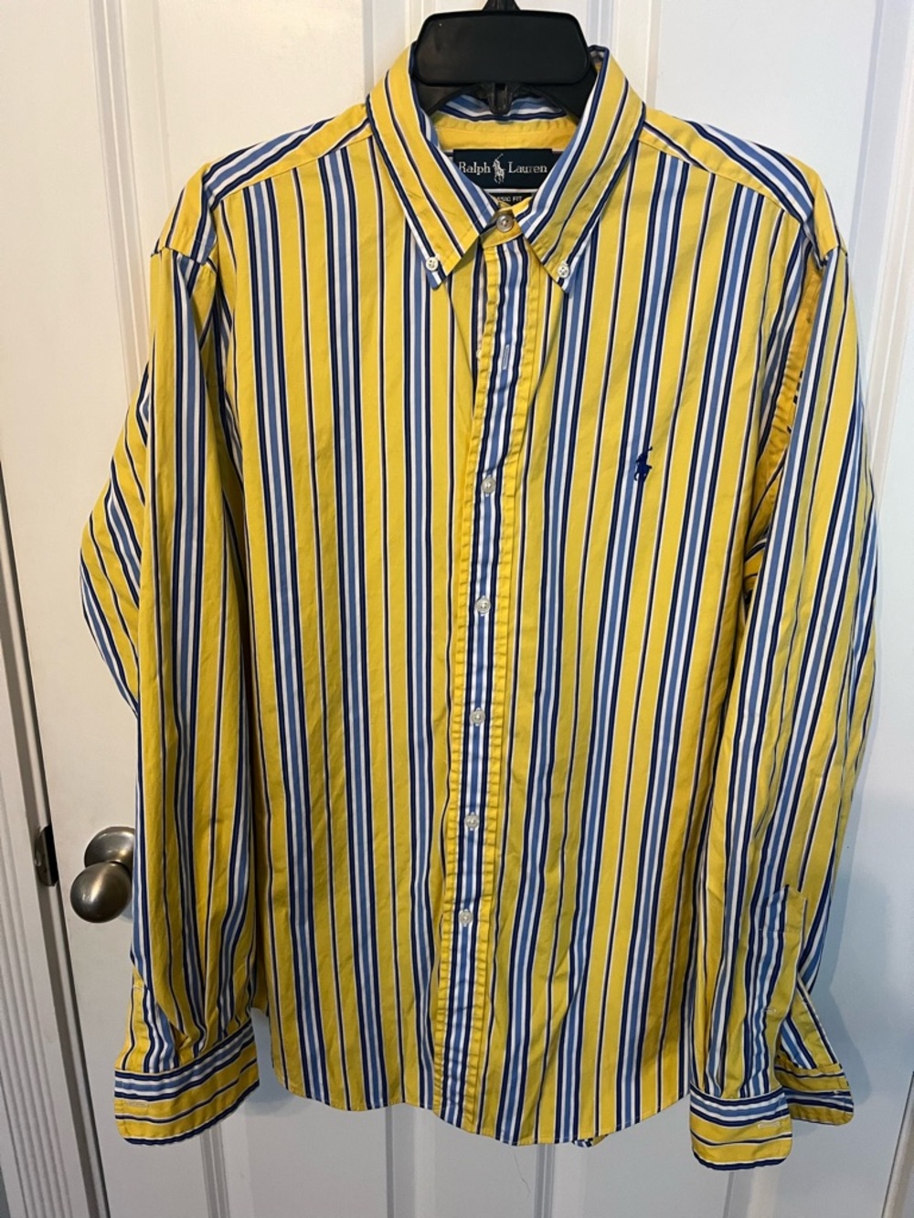 Ralph Lauren Yellow, Blue & White Striped Button-Down Shirt